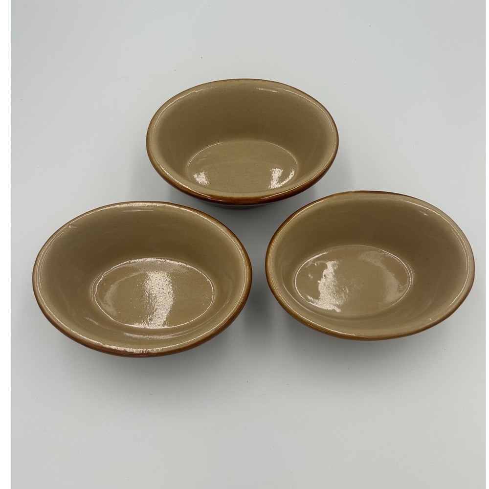 Pearsons of Chesterfield 1810 Brown Stoneware Oval Ramekin Set of 3 England